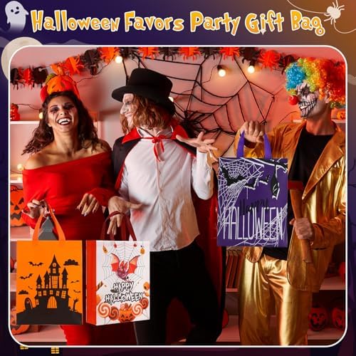 Sanwuta 48 Pcs Halloween Tote Bags Reusable
