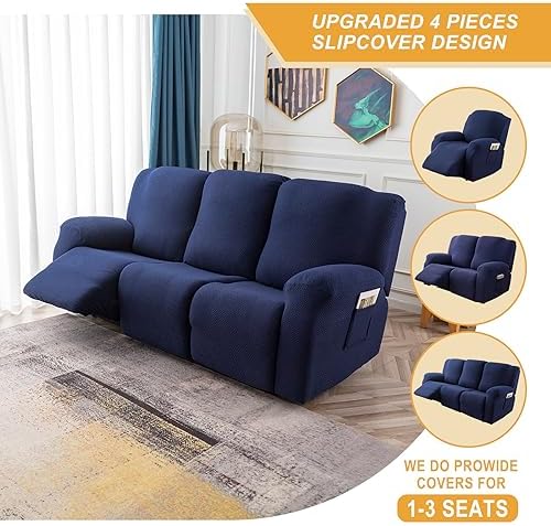 Genina Recliner Slipcover for 3 Seat Washable Jacquard Furniture Protector