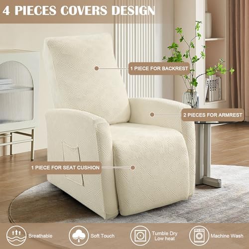 SearchI Recliner Chair Cover 4 Piece Set for Small Recliners