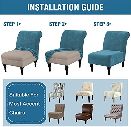 HVERSAILTEX Velvet Armless Chair Cover Peacock Blue
