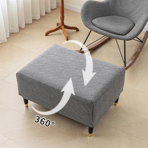 Heavyoff Rectangular Ottoman Cover with Elastic Bottom Pink Small