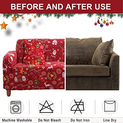 Mybedsoul Christmas Sofa Cover Santa Claus Red Elastic 3 Seater