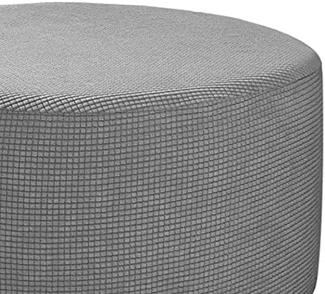 Gazechimp Round Stretch Ottoman Cover Gray 1