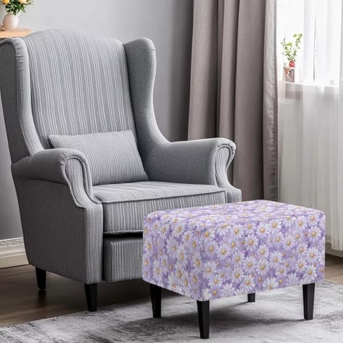Cadowhimsy Purple Daisy Ottoman Cover