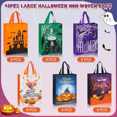 Sanwuta 48 Pcs Halloween Tote Bags Reusable