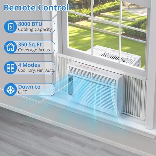 8000 Btu Window Air Conditioner with 3 Fan Speeds and Dehumidifier