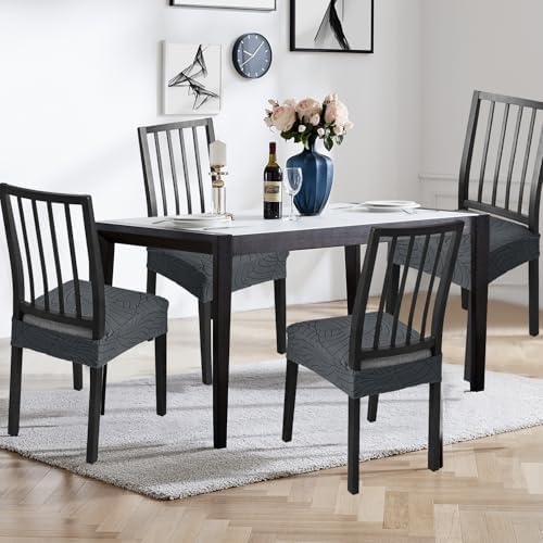 Dining Chair Seat Covers Set of 4 Dark Grey 1