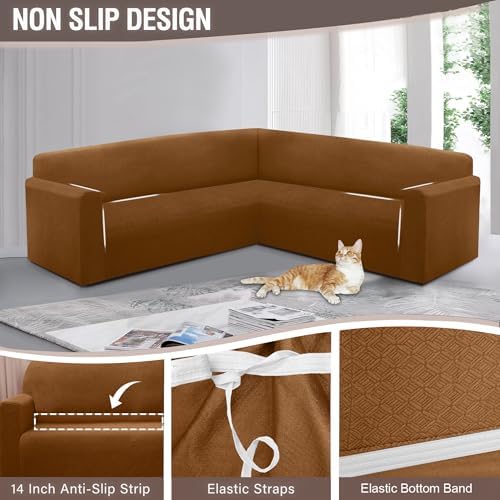 HDCAXKJ L Shape Sectional Sofa Cover Caramel X-Large
