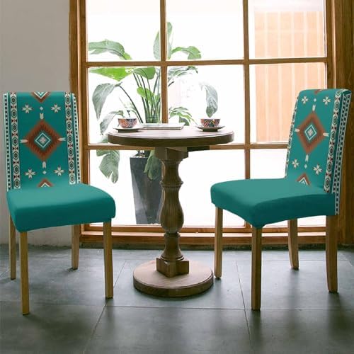 Turquoise Southwest Dining Chair Cover Set of 6 1