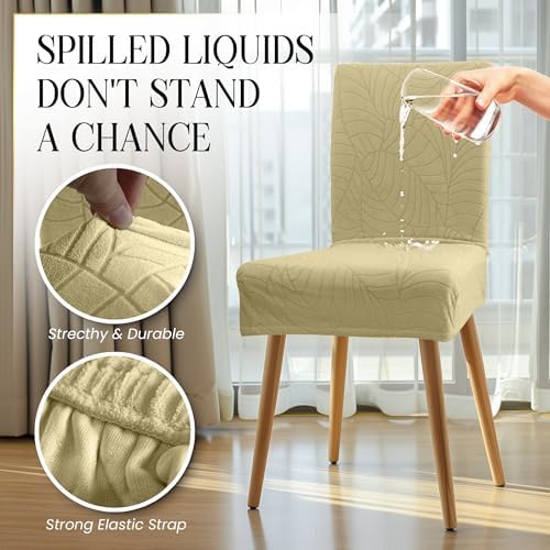 Waterproof Dining Chair Covers Set of 6 Beige