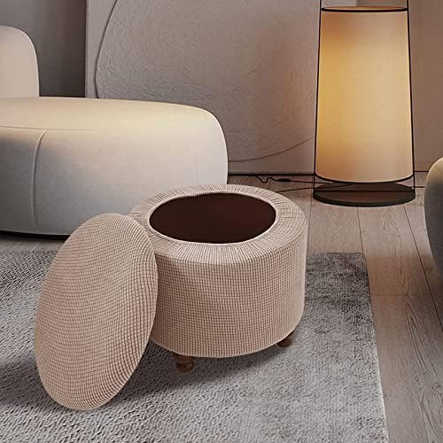 Large Round Ottoman Slipcover with Storage Lid Cover 1