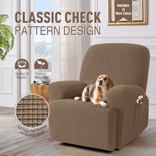 TAOCOCO Recliner Cover Set of 4 Khaki Jacquard