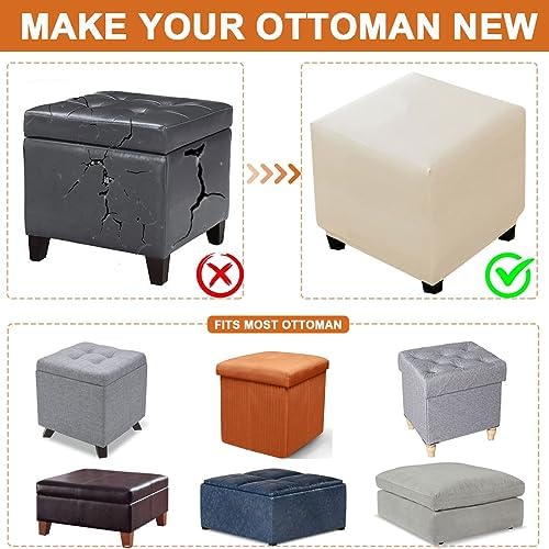 Waterproof PU Square Ottoman Cover with Elastic Bottom