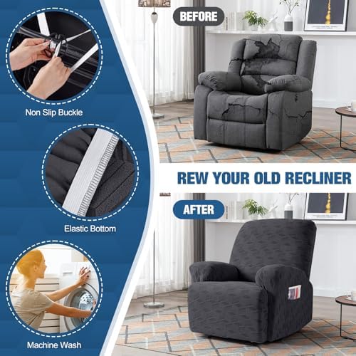 TAOCOCO Recliner Chair Cover 3-Piece Set Charcoal Gray