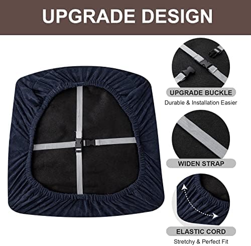Genina Water Resistant Chair Covers with Elastic Band - Flower Pattern Navy Blue