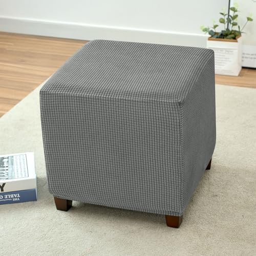 Dark Grey Small Stretch Storage Ottoman Slipcover