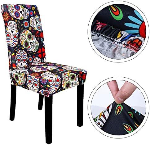 Whaline 4Pcs Halloween Chair Covers with Stretch Elastic Design