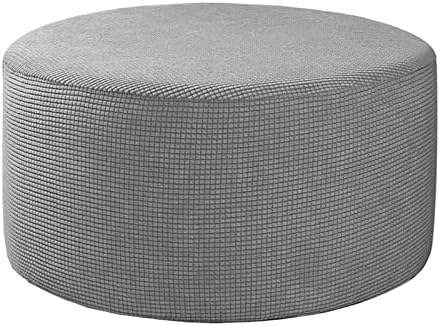 Gazechimp Round Stretch Ottoman Cover Gray 1
