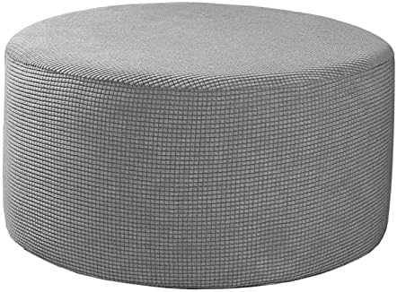 Gazechimp Round Stretch Ottoman Cover Gray 1