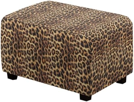 Talayituse Brown Leopard Print Stretch Velvet Stool Cover 1