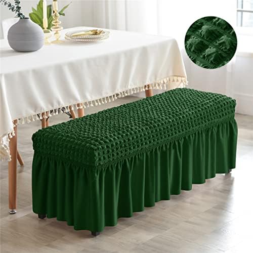 Soft Stretch Dining Bench Slipcover with Skirt Protector