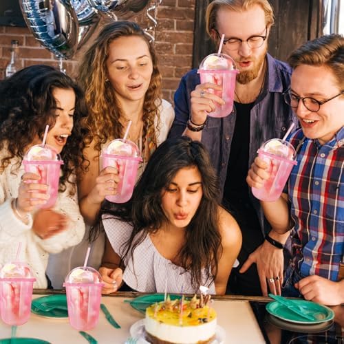 16oz Disposable Stemless Glasses With Dome Lids and Straws