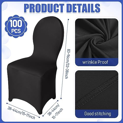 Macarrie 100 Pcs Spandex Chair Covers Black 1