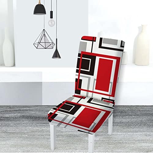 MCALK Abstract Red Chair Covers Set of 4 and Table Runner