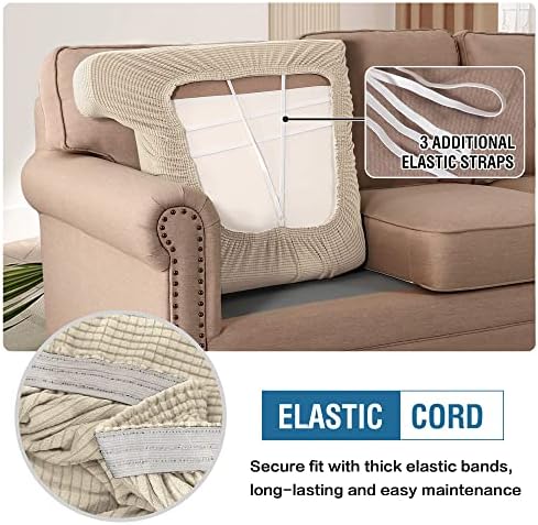 HVERSAILTEX Stretch 3 Piece T Cushion Slipcovers with Elastic Bands