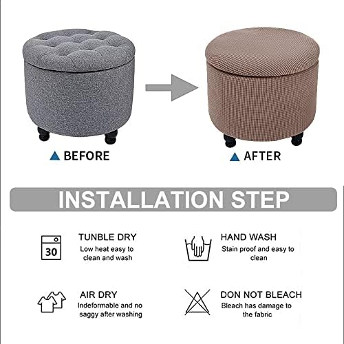 Stretch Khaki Jacquard Fabric Stool Cover for Home Decor