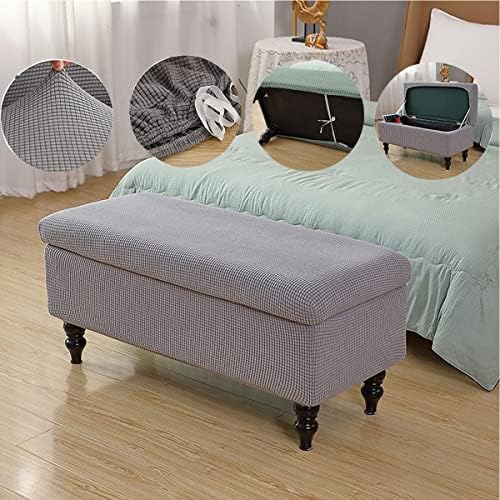 Rectangle Storage Ottoman Cover with Lid - Light Grey