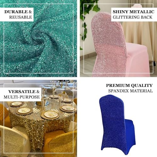 Efavormart Burgundy Spandex Chair Covers with Glittering Back and Foot Pockets