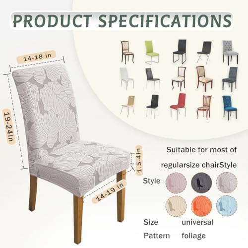 Oloepfo Dining Chair Covers Set of 6 Light Grey