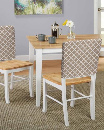 Dining Chair Slipcover Set of 4 Beige Moroccan Plaid Geometric Art Check