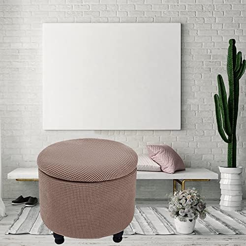 Stretch Khaki Jacquard Fabric Stool Cover for Home Decor