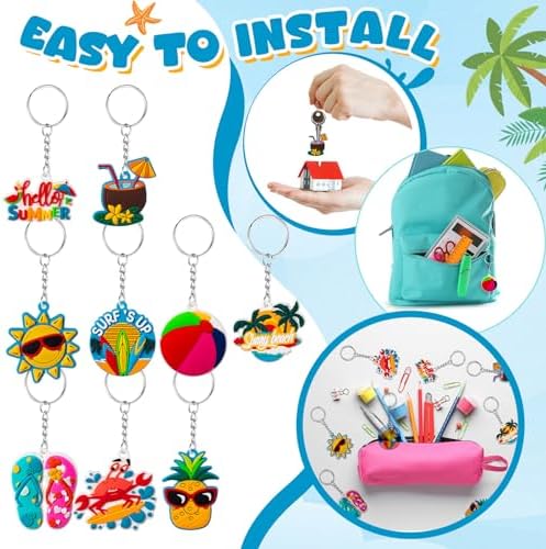 Remuuly 36 Pcs Tropical Keychain Set for Party Favors