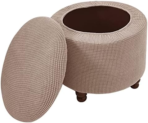 Large Round Ottoman Slipcover with Storage Lid Cover 1