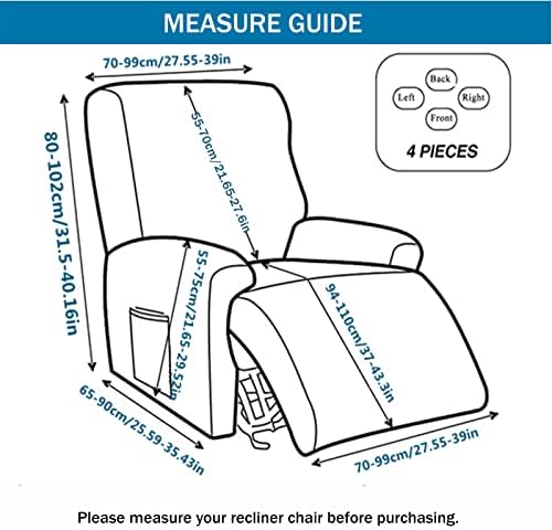 KRFOONN Stretch Recliner Slipcover 4-Piece Living Room Cover