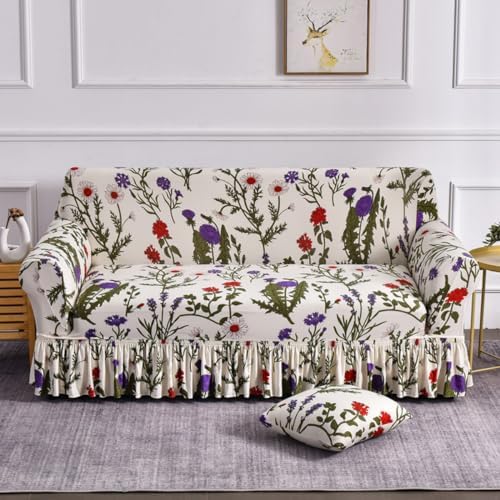 Stretch Couch Cover with Hem for 1-4 Seats