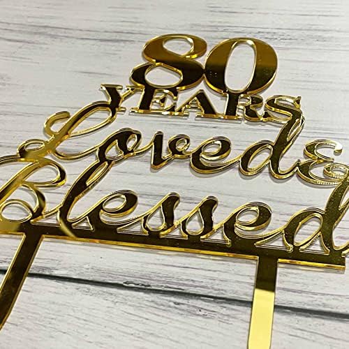 JIEEIN 80th Birthday Mirror Gold Acrylic Cake Topper