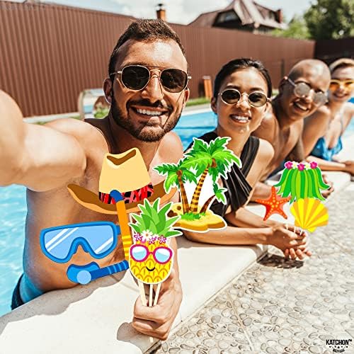 KatchOn Tropical Hawaiian Photo Booth Props Pack of 50 1
