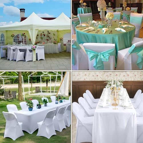 WASIRL Folding Chair Covers White Stretch Spandex