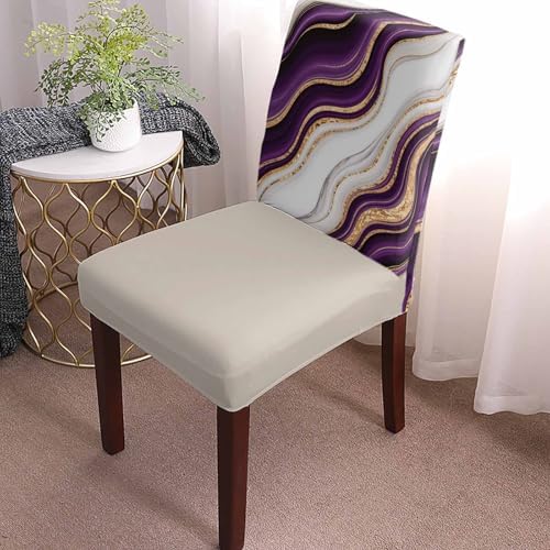4 Pcs Stretch Spandex Dining Chair Covers with Abstract Geometric Stripes