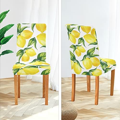 WELLDAY Dining Chair Covers 4PCS Yellow Lemons