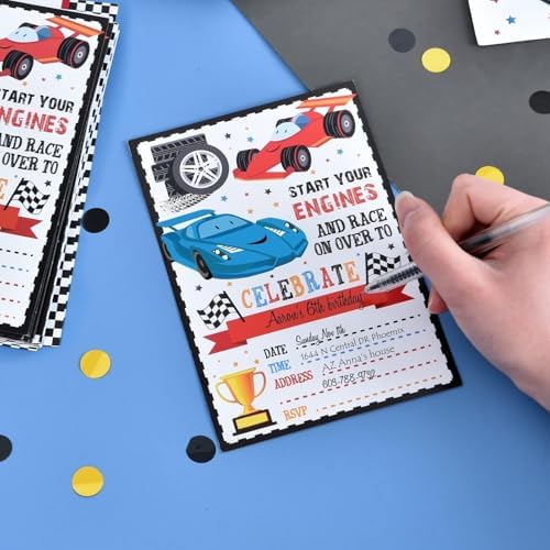 20 Piece Racing Car Party Invitation with Envelopes