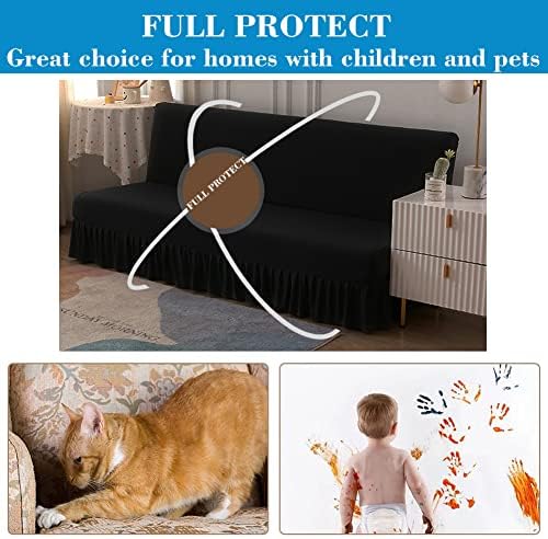 ANWUCHEN Futon Cover Stretch Armless Black