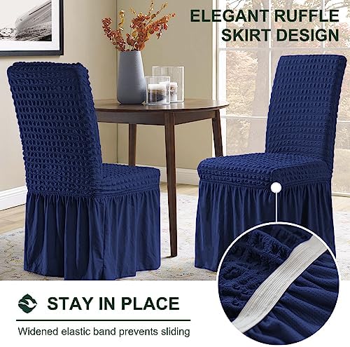 CHUN YI Dining Chair Covers Set of 4 Navy