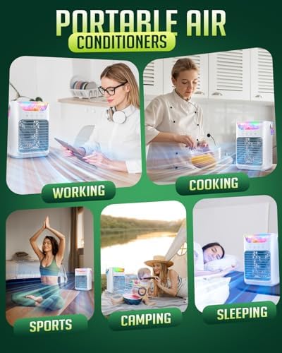 Ankuwa Portable Air Conditioner with 3 Wind Speeds and 7 LED Lights