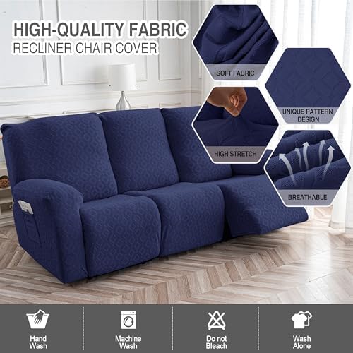 Genina Waterproof Recliner Sofa Cover 3 Seat Navy Blue
