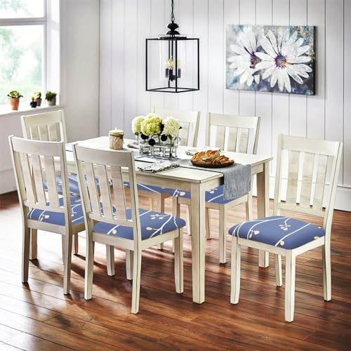 Eeaivnm Blue Flower Stretch Chair Covers Set of 4
